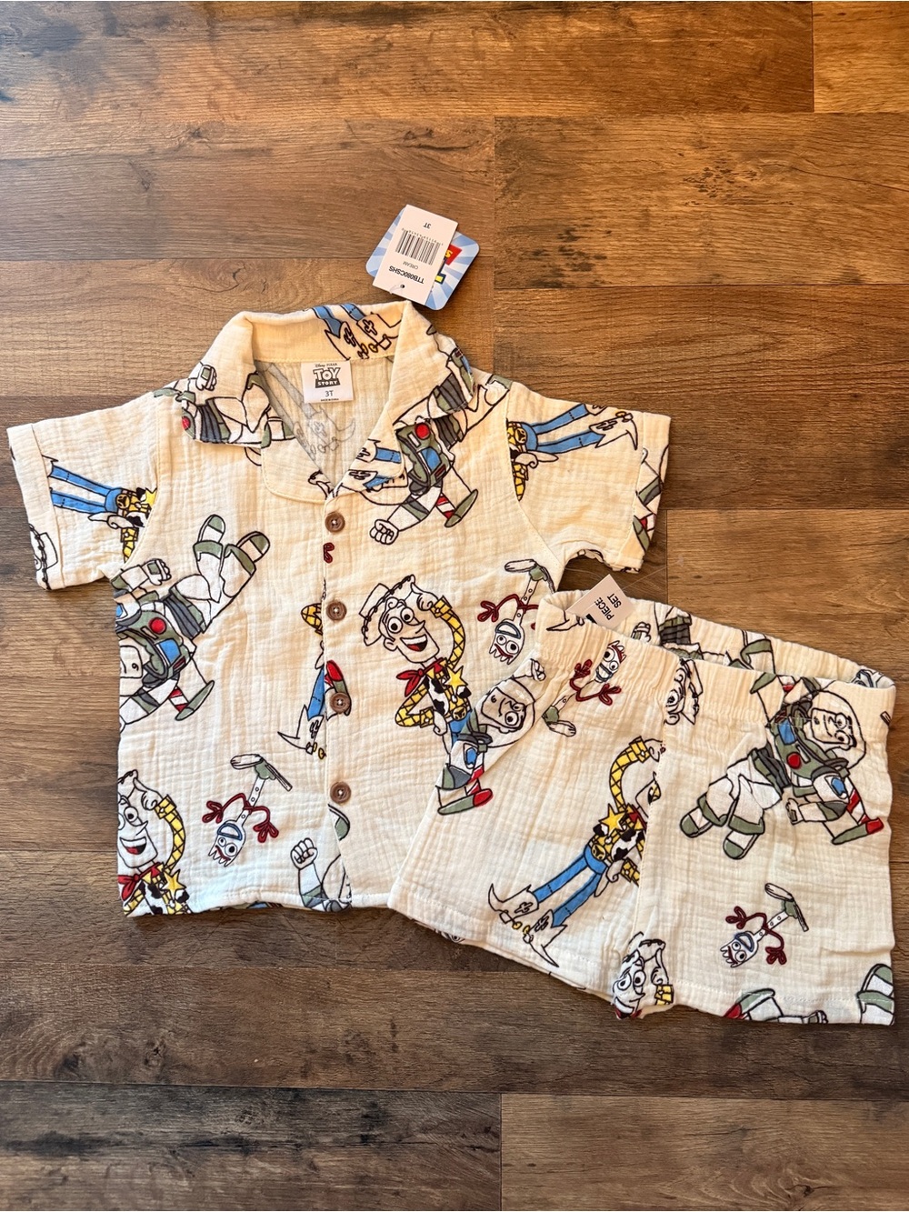 Disney® Toy Story Toddler Button-Up Shirt & Shorts Set in Cream